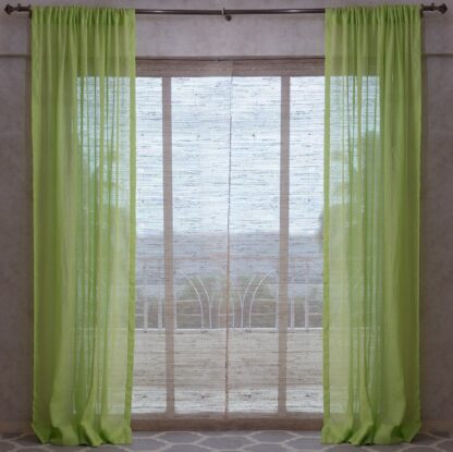 Calyz Lime Green 100% Linen Gauze Curtain